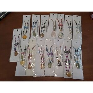 New 15 Pieces Ladies Boutique Jewelry Necklace Lot Beads Stones Green Pink Blue